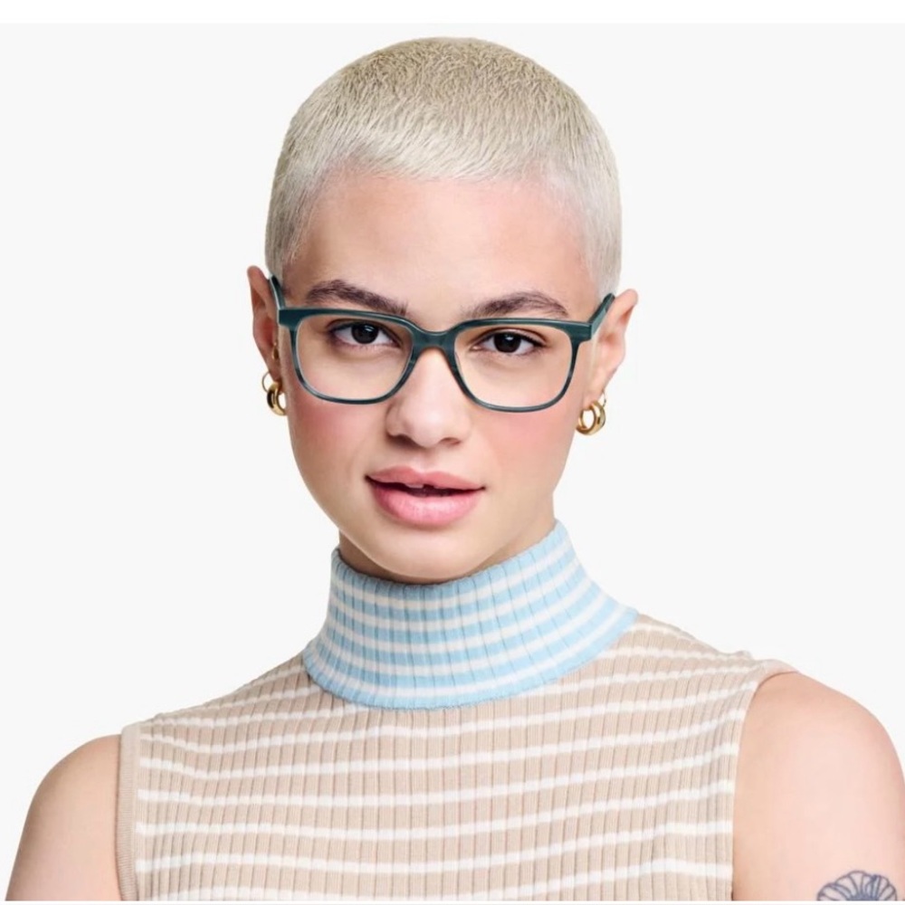 WARBY PARKER Hayden M 175 Unisex Square Striped Pacific Blue FRAMES 52-16-145